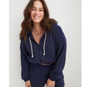 AERIE Deep Blue Women's Zip-Up Hoodie